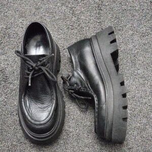 ALOHAS Black Chunky Platform Lace-Up Shoes